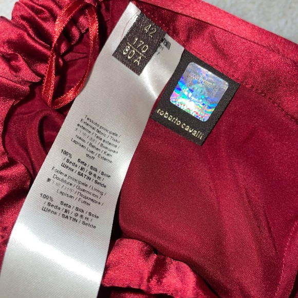 Roberto Cavalli Red Silk Pants with Gold Trim - Picture 7 of 9